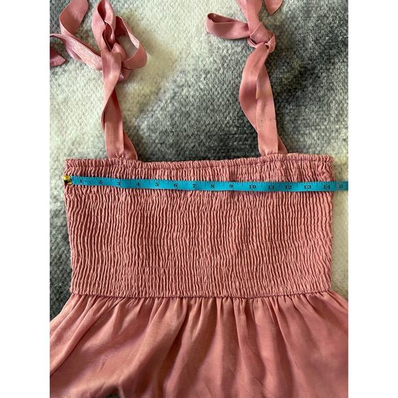 Lovers and Friends Revolve Harmony Smocked Shoulder Tie Pink Top Size Medium - Picture 11 of 13